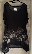 Abito asimmetrico BOLONGARO TREVOR nero trasparente floreale/top lungo M ottime condizioni