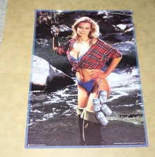 Vintage 1999 Anheuser-Busch Budweiser Busch Light Girl Fishing Poster READ