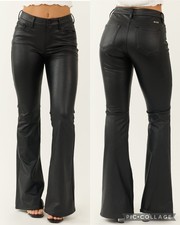 Kancan Petite Faux Leather Pants Women's 13/30 Straight Leg Rockabilly Rocker