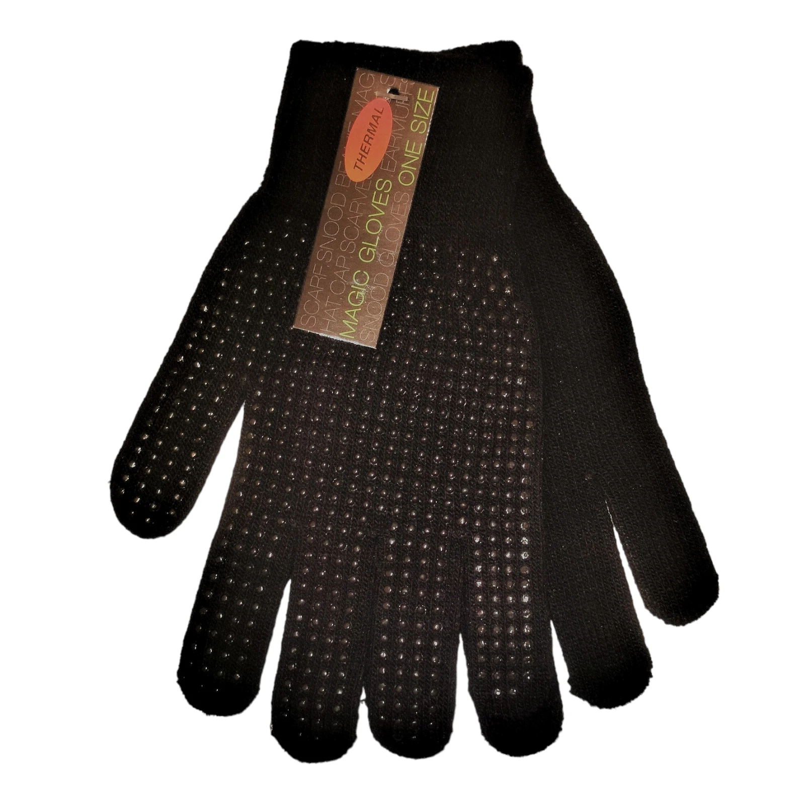 Magic Gripper Gloves Thermal Warm Dot Safety Grip Palm Black Adult Gloves GL313