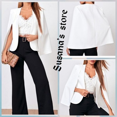 NWOT FOREVER21 SIZE L WHITE CAPE JACKET-BLAZER DELUXE SOPHISTICATED