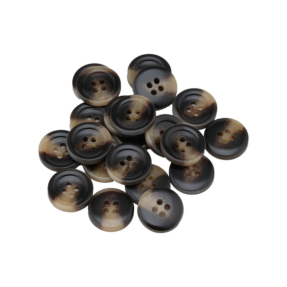 20Pcs Brown Gradient Resin Buttons, 4-Hole Round, Glossy Finish DIY 15-25mm - Image 3 of 4