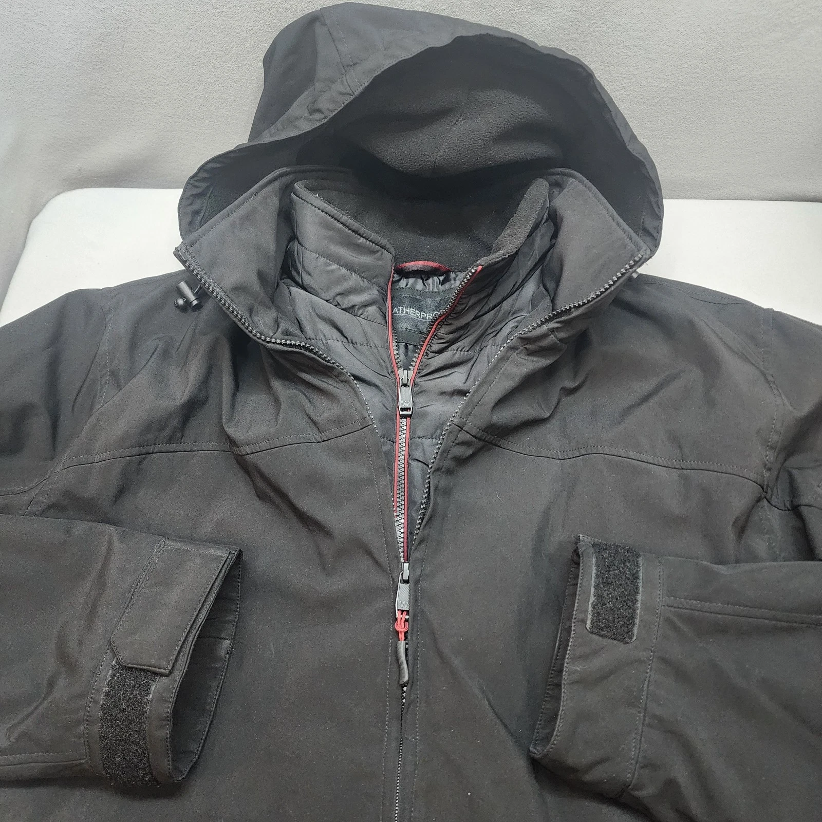 Weatherproof Men's Ultra Tech Men's Jacket Removable Hood Black Sz XXL