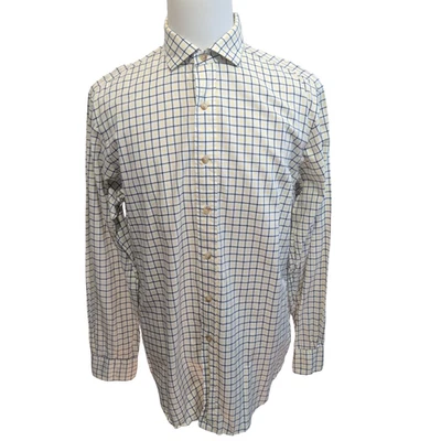Titre : Chemise Polo Ralph Lauren L Carreaux Blanc Jaune Noir 100% Coton - Photo 1/4