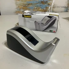 Scotch Desktop Tape Dispenser, Silver Black Two-Tone, 1 Dispenser C60-ST