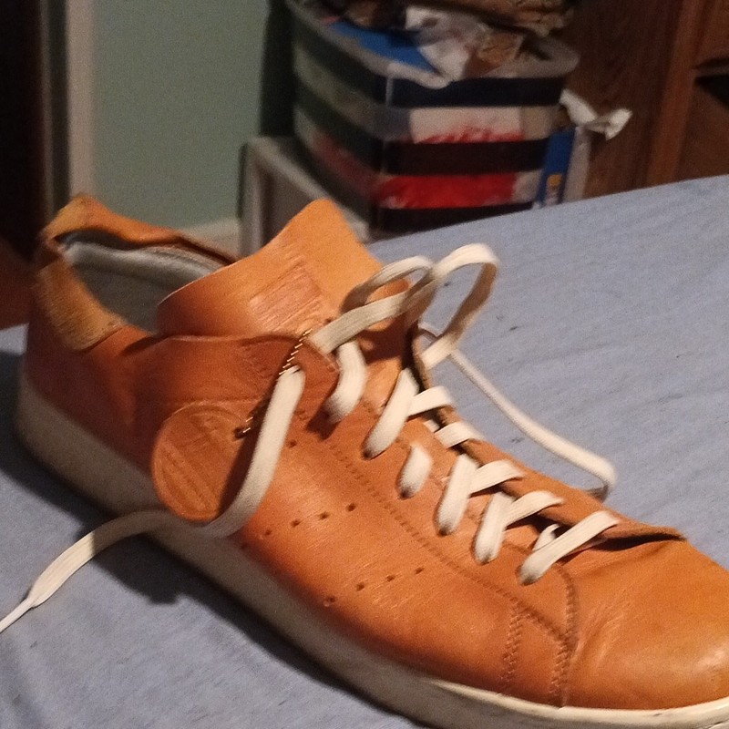 adidas Men's Brown Leather Low Top Lace-Up Sneakers, Rubber Outsole