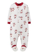 Carters Infant Boy First Christmas Sleeper White Santa Claus Sleep Play NB