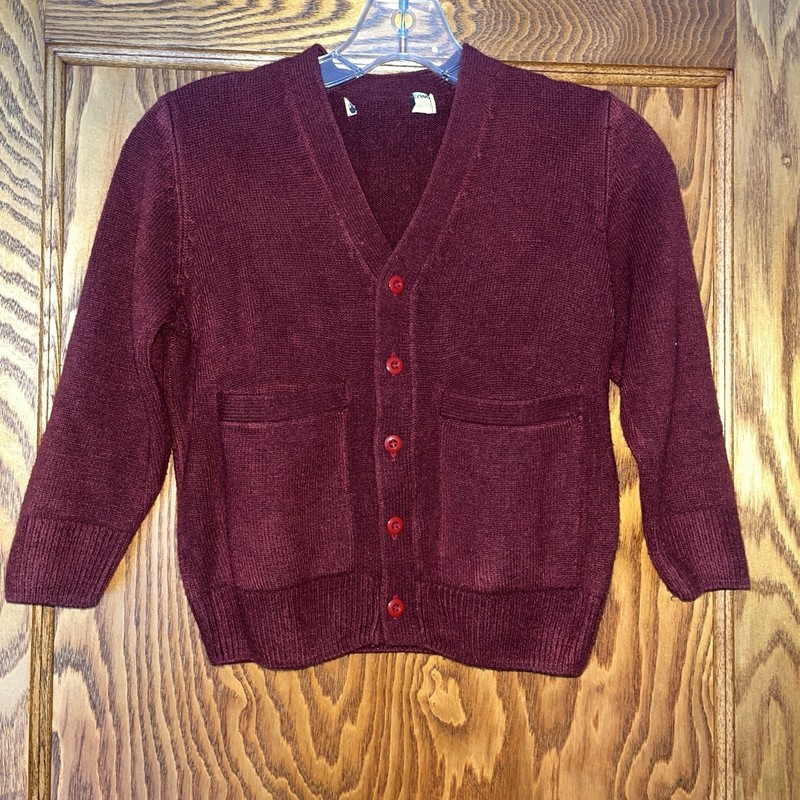 Boy / Girl  School Uniform Burgundy Red Sweater Cardigan / Cropped Shrug Xs S