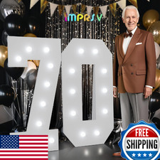 Marquee Numbers 70th-Birthday Decorations: Large 4ft Light up Number Balloon for