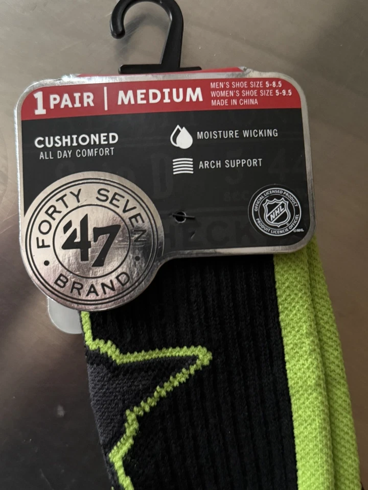 47’ Marca Crew Dallas Stars Calcetines Negros NHL Hockey Fan Regalo Verde Mediano Absorción Foto 4 de 4