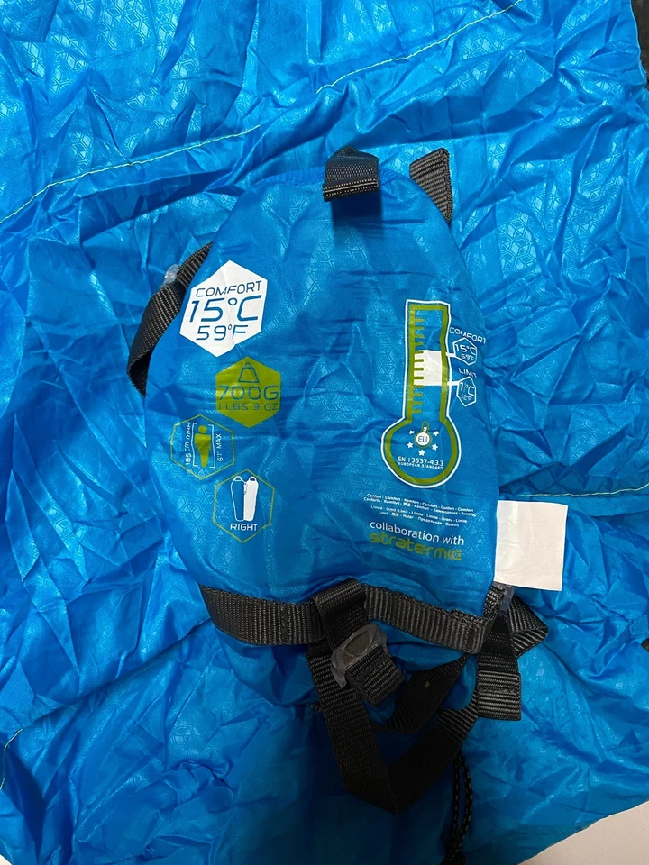 Saco de Dormir Quechua Stratermic S15 Adulto Grande Luz 700G Cremallera Derecha Azul Foto 4 de 4