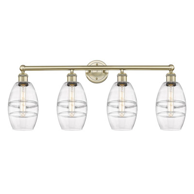 Innovations 616-4W Vaz 4Lt 33'' Bath, Antique Brass/Clear - 616-4W-AB-G557-6CL