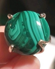New Sterling Silver  Malachite Ring Size 6.5