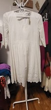 Madewell NWT White V Neck Empire Waist - Eyelet Sleeves & Bottom Dress 00
