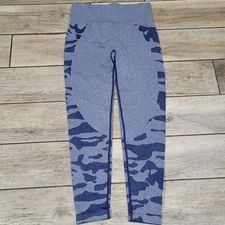 Curves N Combatboots Lg Blue Camouflage Seamless Workout Activewear Leggings