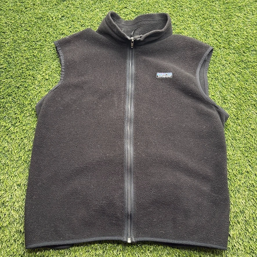 Vintage 90s Patagonia Fleece Vest Mens Large (Fits Medium M) Black Full Zip Outd