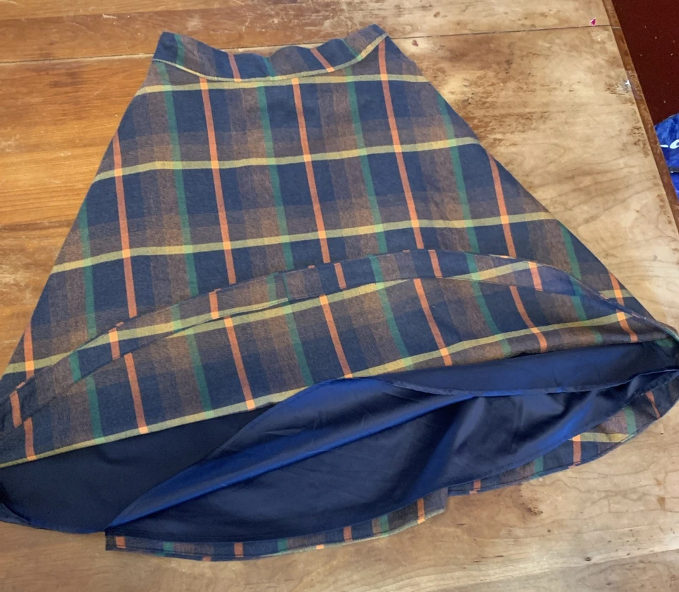 Mod Cloth Women’s Size Small A-Line Plaid Skirt Navy Green Orange Tartan Preppy - Image 4 of 4