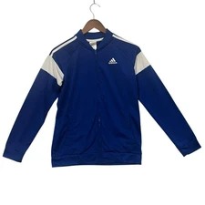 Adidas Blue & White Track Jacket Unisex Youth Large 14-26 Pockets  #416251
