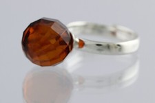 Genuine BALTIC AMBER Faceted Round Large Bead 12mm Silver Ring 3.6g 200528-25