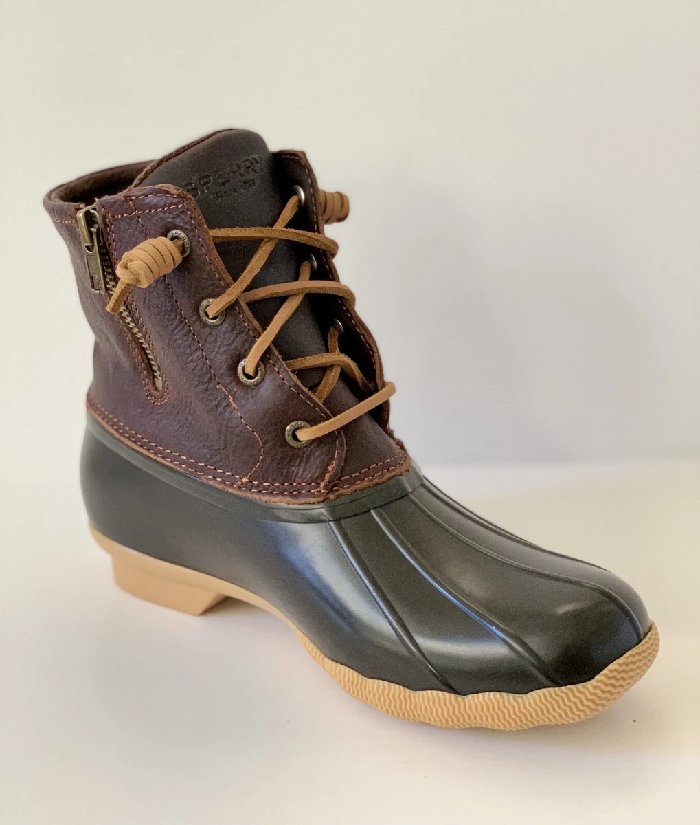 Sperry Women s Saltwater Duck Boot STS91176 Tan Dark Brown sz
