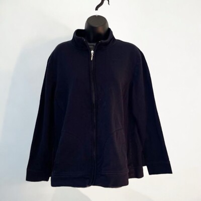 Karen Scott Black 0x Athletic Jacket Sweatshirt Collars Full Zip