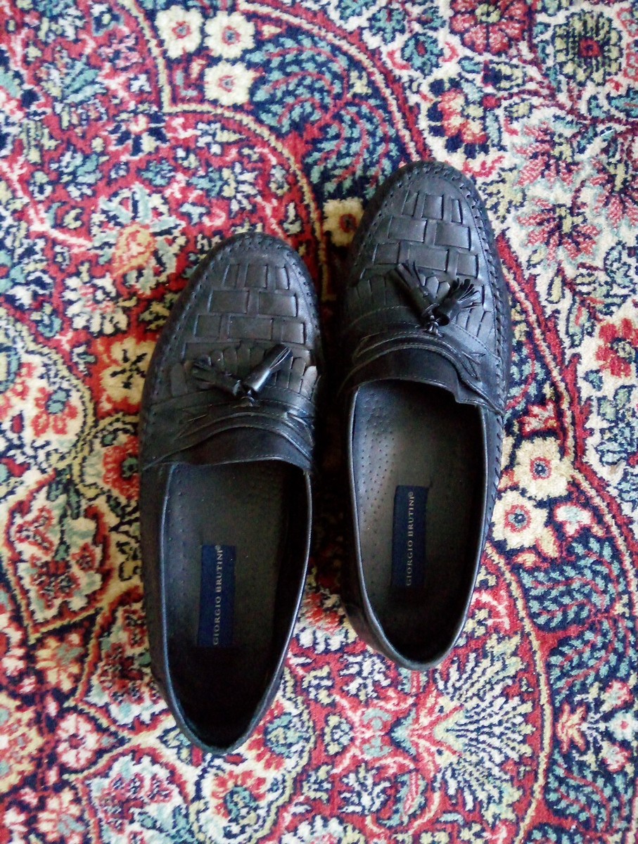 Giorgio Brutini Le Glove Mens Shoes 10.5 Black Woven Leather  display picture 2