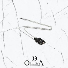 Aragonesi Collana Acciaio Catena Pendente Piastra pvd Black Nero GR0702