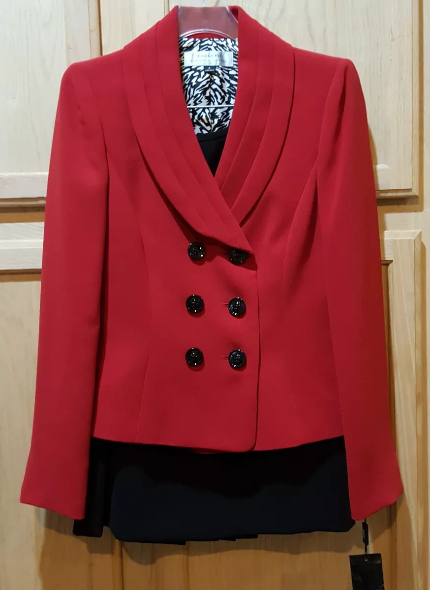 Tahari red skirt best sale suit