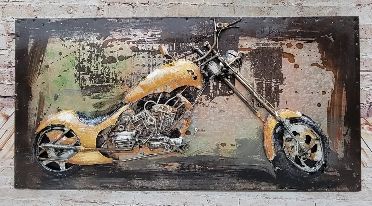 3D Wall Art Motorcycle Oil Painting Harley Davidson Bike Canvas
