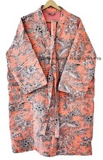 women winter wear Floral Print Peach Indian Pure cotton kantha mid length Jacket