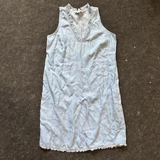 Tommy Bahama Chambray Sleeveless A-Line Minidress, Light Blue, size S