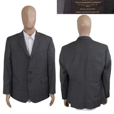 Brooks Brothers Regent Vitale Barberis Sharkskin Check Gray Suit Jacket 42S