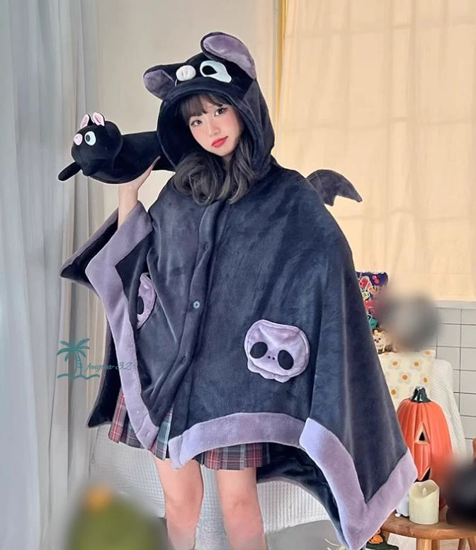 Animal Cute Bat Cloak Cape Halloween Adult Kids Winter Blanket Cloak Nightgown - Image 2 of 4