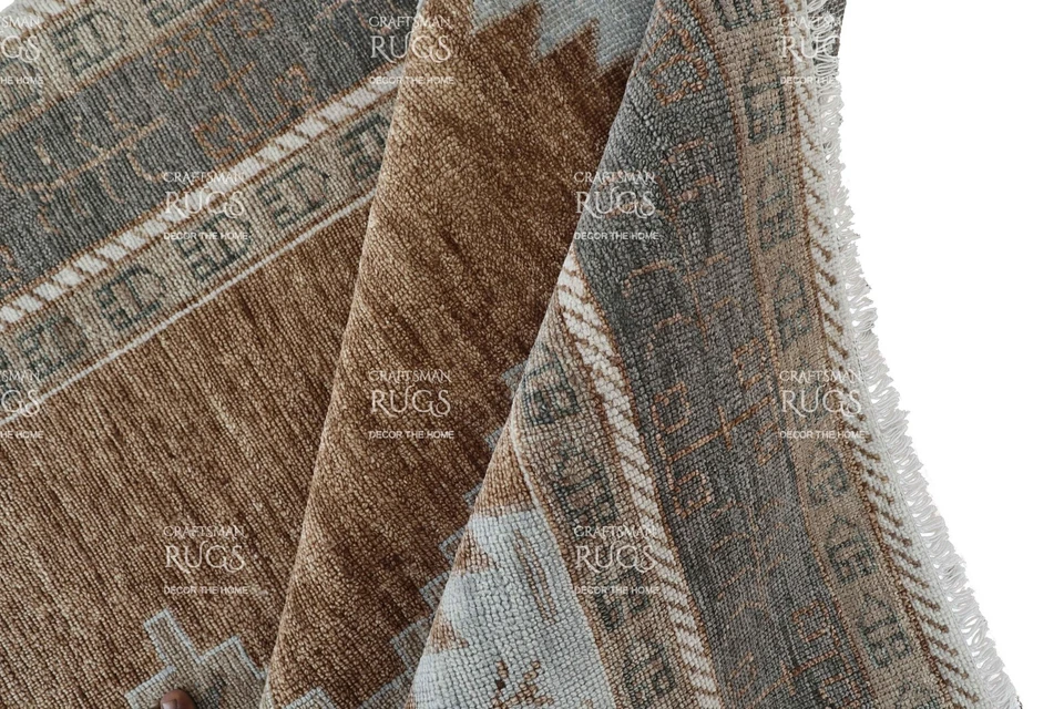 Oushak Hand Knotted Mocha 4x6, 5x8, 6x9, 8x10, 9x12, 10x14, 12x15 Wool Area Rug - Image 2 of 4