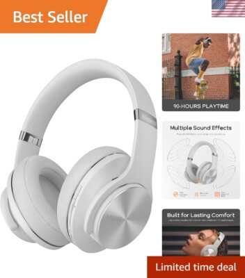 Bluetooth Headphones Over Ear, 90 Hours Playtime Wireless Headphones with 3 E...