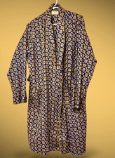 Vintage Robe by Weldon Royal Blue  Gold Paisley Pattern MCM Size XL READ