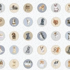 Whiskers & Paws By Maywood Studio - White Dog Circles  #10413-Z