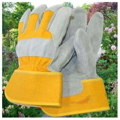 HEAVY DUTY GARDENING GLOVES RIGGER LEATHER CUT & THORN RESISTANT PRUNING SIZE XL