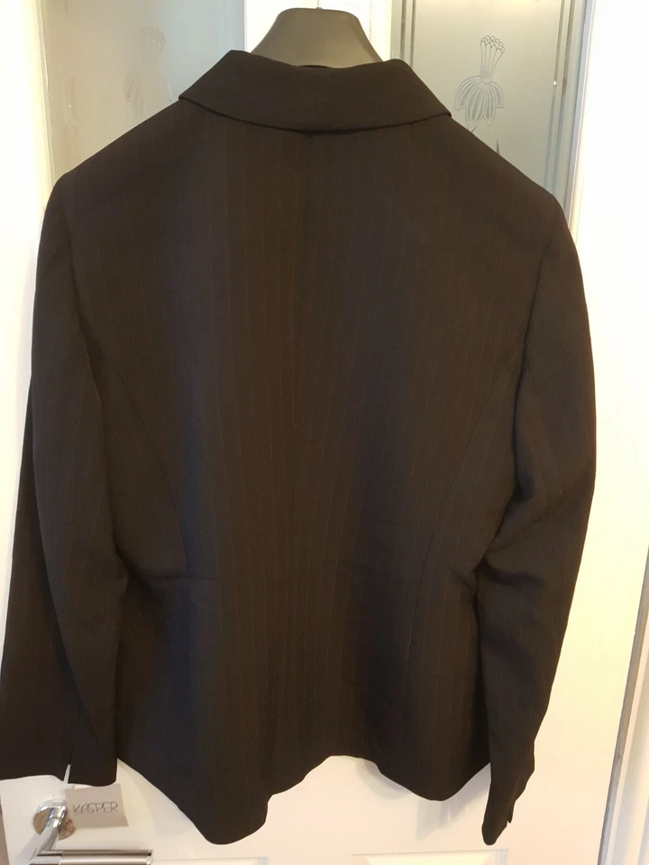 Kasper Women's Black Pinstripe Office One-button Jacket Blazer Black Size UK 14 - Image 3 of 4