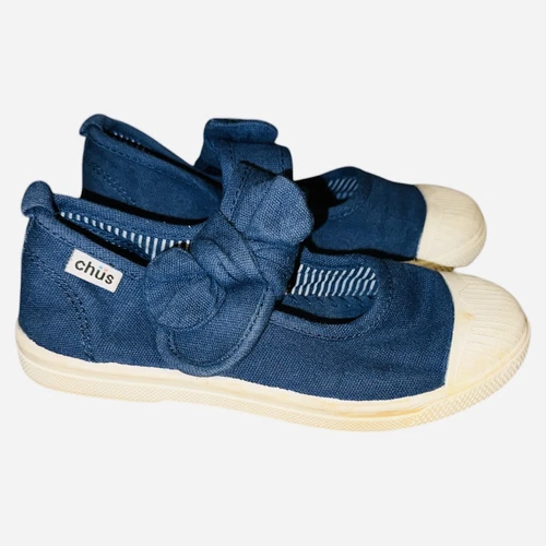 Chüs Chus Athena Navy Blue Canvas Shoes Hook & Loop US 13 EU 31 Mary Jane
