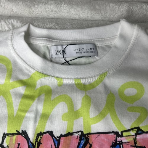 Zara Kids Shirt Boys White Graphic Tee Size 6/7 - Picture 2 of 10