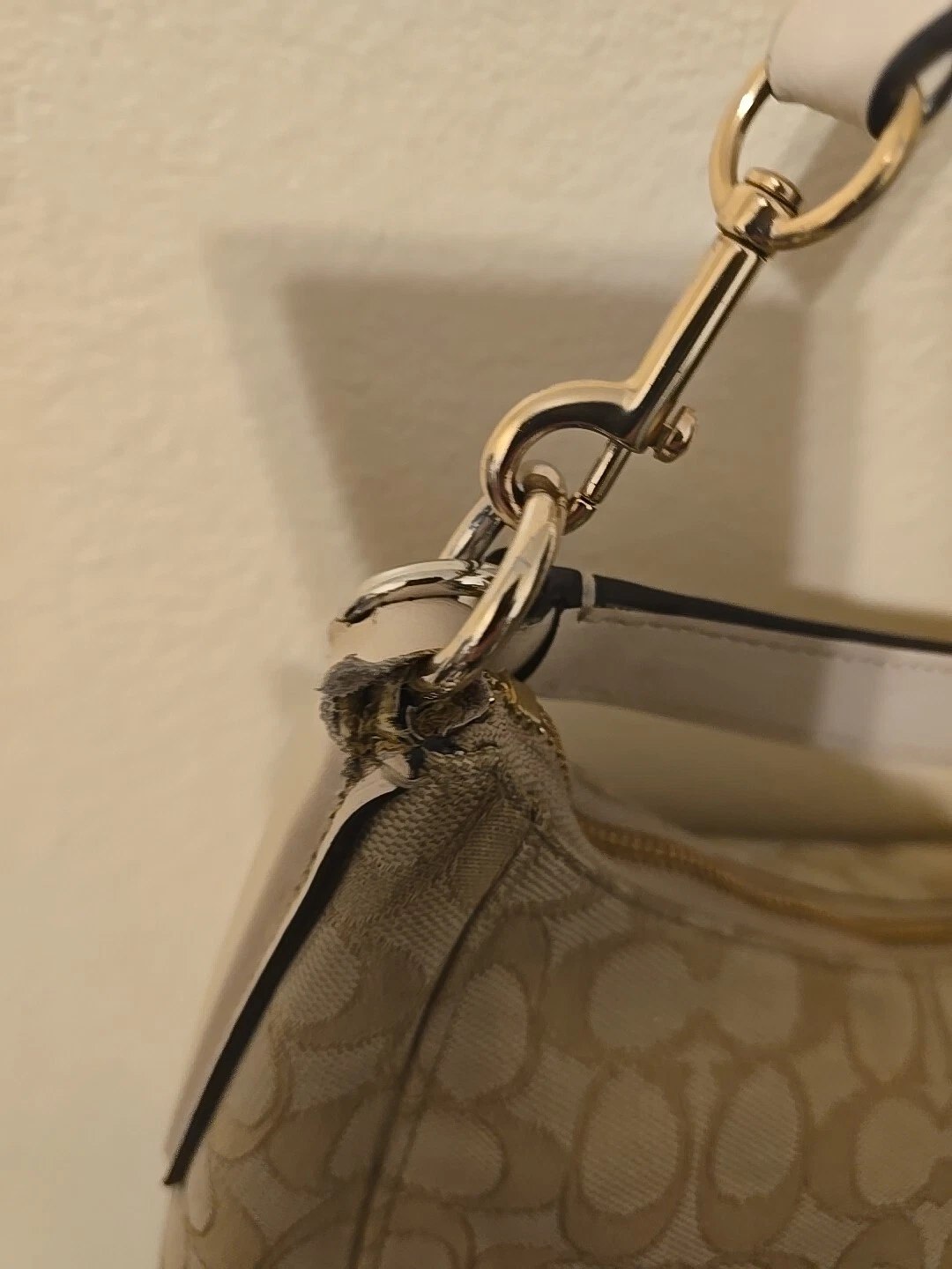 Borsa a tracolla Coach Celeste Hobo borsa in tela beige marrone F58284