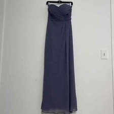 NEW Bill Levkoff 776 chiffon strapless ruched bridesmaids prom gown slate 8