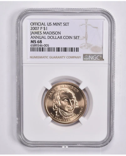 MS68 2007-P James Madison Annual Set Presidential Dollar NGC US Mint