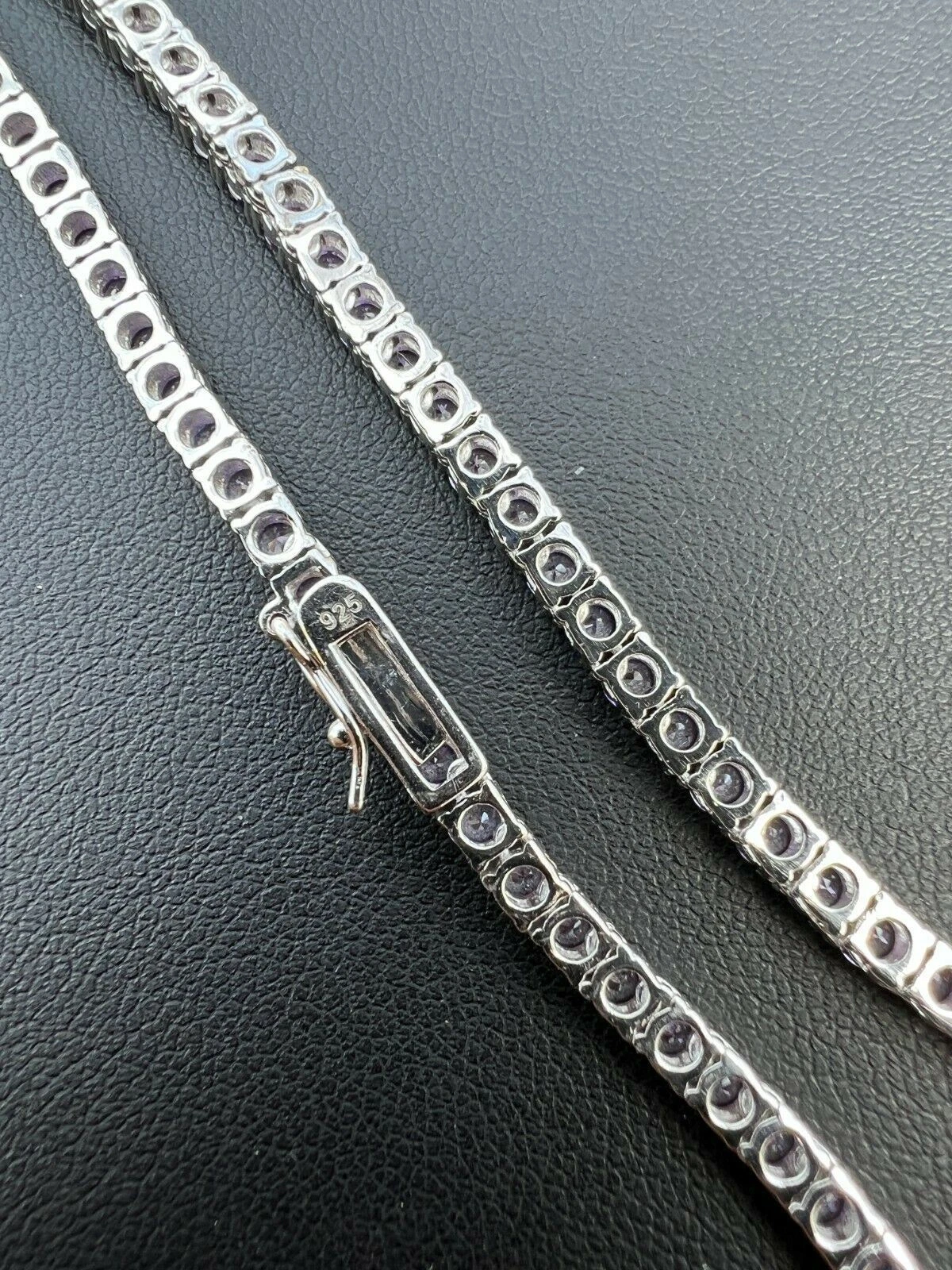 Tennis Chain 3mm Real 925 Sterling Silver Purple Simulated Amethyst CZ Necklace image 9