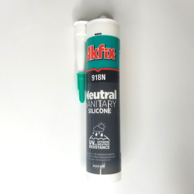 Akfix 918N Neutral Sanitary Silicone White Kitchen Bath 10.5 oz, Indoor Outdoor