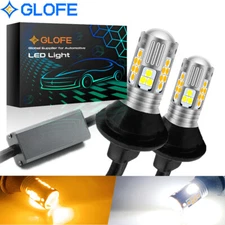 GLOFE 1157 Switchback Amber White LED Turn Signal Parking Light Bulbs Error Free
