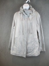 Layfayette 148 Jacket Womens 8 Gray Lightweight Coat Slouch Neck Full Zip Pocket