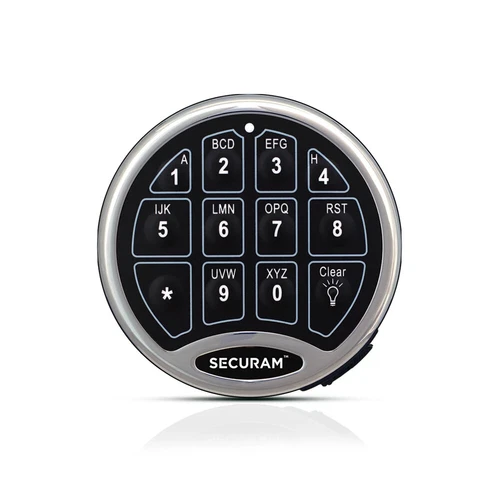 Keypad ONLY-SecuRam Safelogic BackLit Electronic Keypad-Chrome-Keypad ONLY
