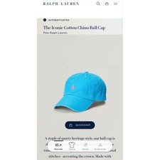 Polo Ralph Lauren Ball Cap Unisex OS Blue Cotton Chino Iconic Pony Hat